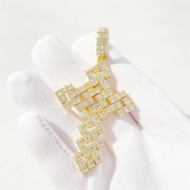 Iced Cuban Link Cross Baguette Cut Chain