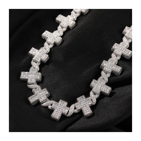 Iced Cross with Infinity Link Chain