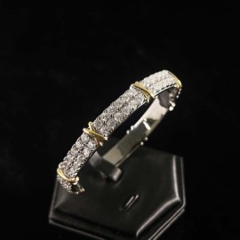 Iced Infinity Link Open Bracelet in White Gold