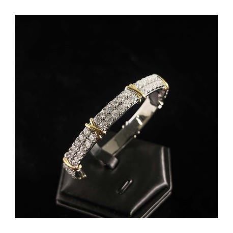 Iced Infinity Link Open Bracelet in White Gold