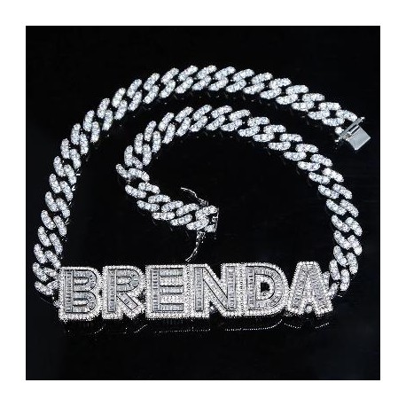 Iced Out 8mm Cuban Custom Baguette Letters Name Necklace