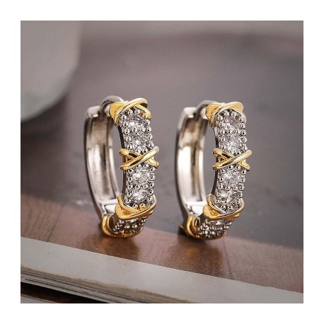Infinity Link Iced Earrings in White Gold