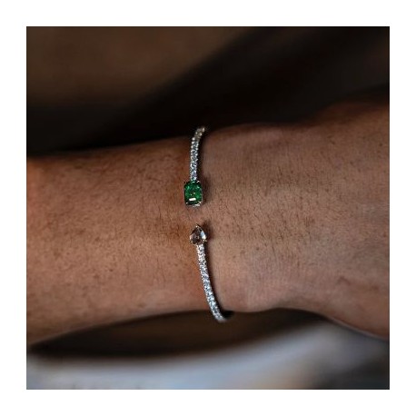 Emerald Pear Cut Open Bangle Bracelet
