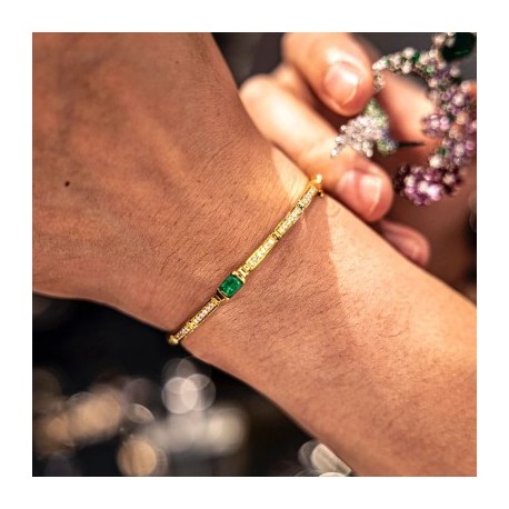 Emerald Segmented Open Bangle Bracelet