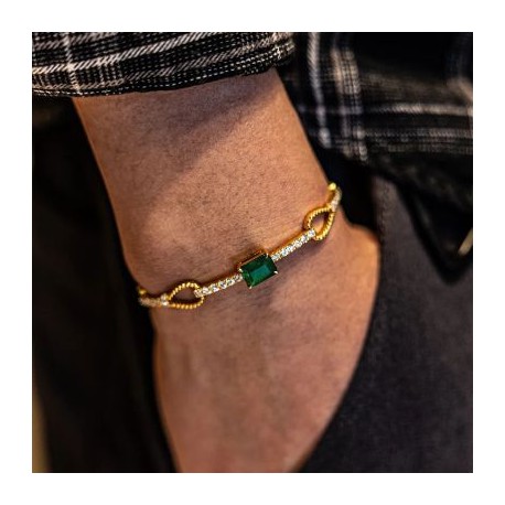 Emerald Knot Open Bangle Bracelet