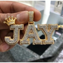 Iced Custom Name Crown Pendant