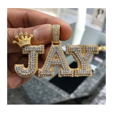 Iced Custom Name Crown Pendant