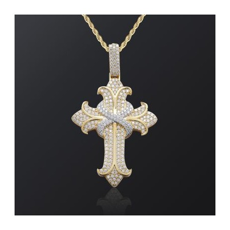 Iced Gothic Cross Pendant
