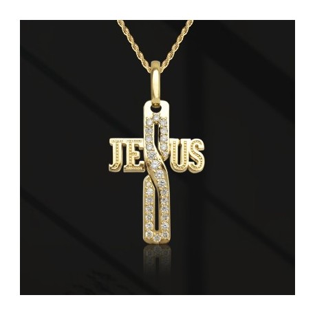 Iced Jesus Letter Cross Pendant