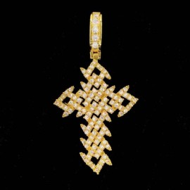 Spiked Cross Iced Out Pendant