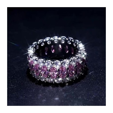 Iced Pink Oval Cut Ring