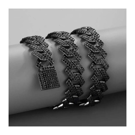 14mm Iced Miami Cuban Chain in Black Gold