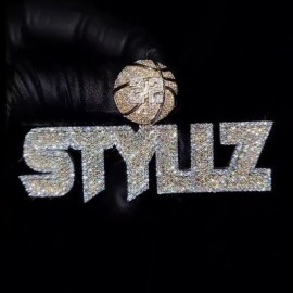 Basketball Clasp Iced Custom Number & Letter Pendant
