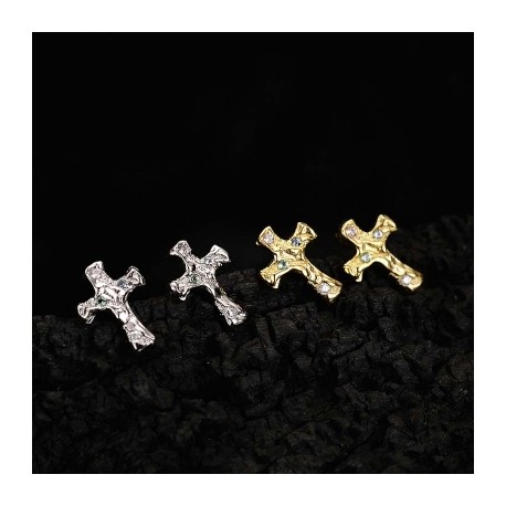 Cross Iced Stud Earrings