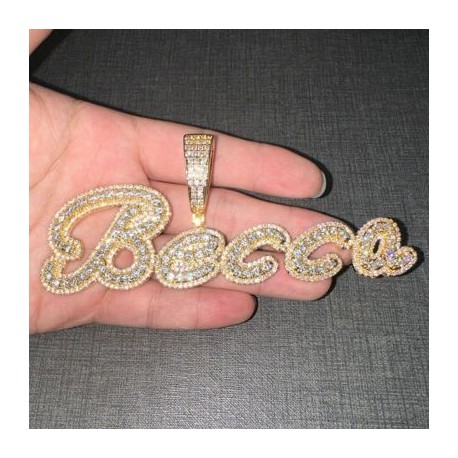 Iced Cursive Custom Name Pendant