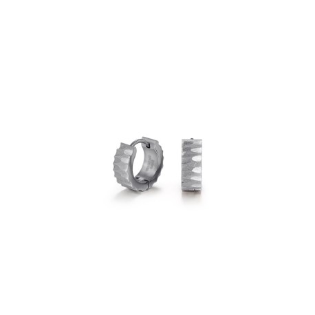 Stainless Steel Ripple Huggie Earring