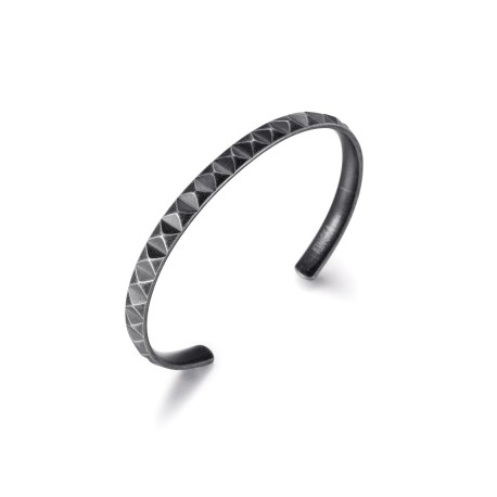 Vintage Silver Pyramid Stainless Steel Open Bangle
