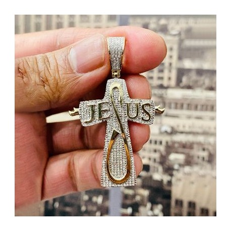 Iced Jesus Letter Cross Pendant