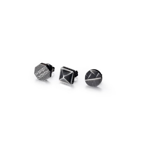 Stainless Steel 3 Different Single Stud Earrings Set