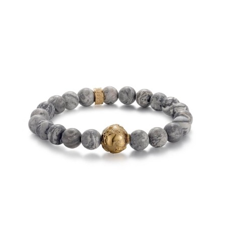 Gold Earth Grey Jasper Beads Bracelet