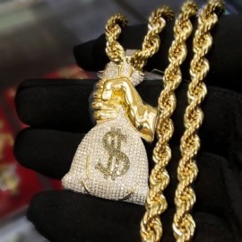 Paved Holding Money Bag Pendant