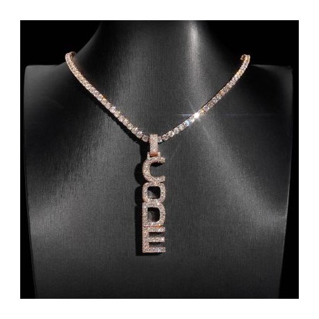 Iced Custom Vertical Letter Pendant