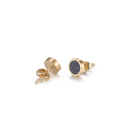 Round Bling Grey Stardust Stud Earrings in 18k Gold