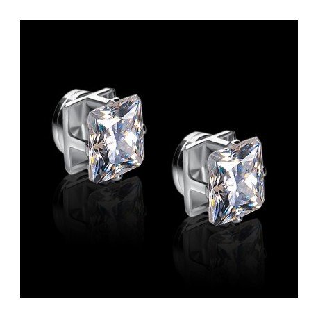 Princess Cut Magnetic Stud Earrings