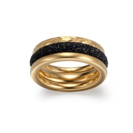Black Stardust 3pcs Ring in Gold