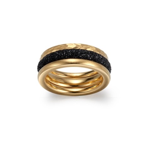 Black Stardust 3pcs Ring in Gold