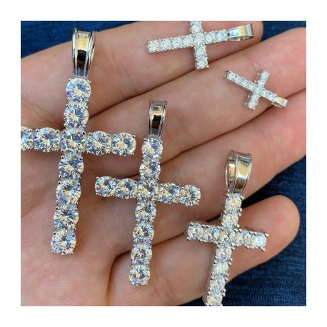 Round Cut Diamonds Cross Pendant in White Gold