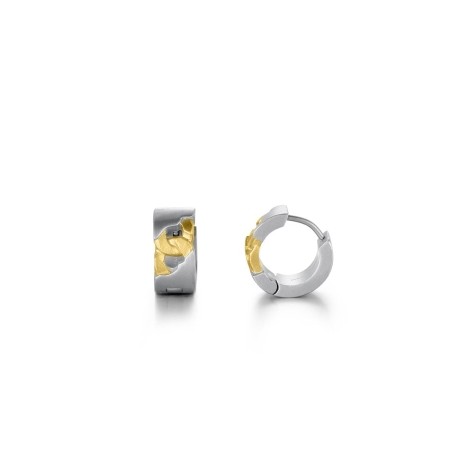 Stainless Steel Huggie Earring in Gold and White Gold