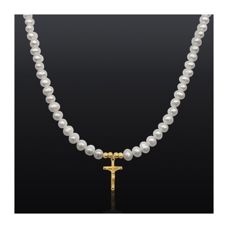 Crucifix Cross Pearl Necklace
