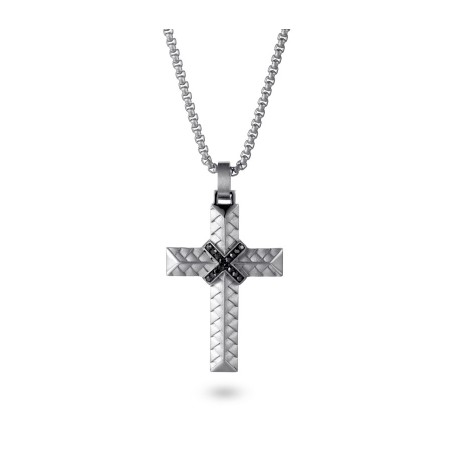 Braided Stainless Steel Cross Pendant
