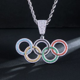 Micro Paved 2024 Olympic Rings Pendant