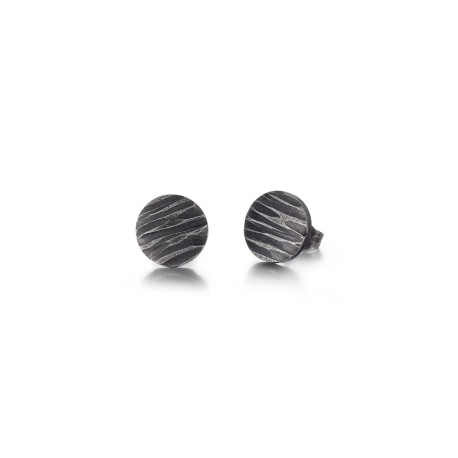 Vintage Silver Ripple Matt Stud Earring