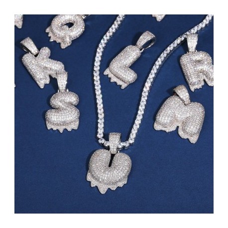 Iced Bubble Initial Letter Drip Pendant