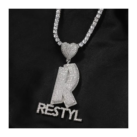 Custom Initial Letter and Name with Heart Pendant