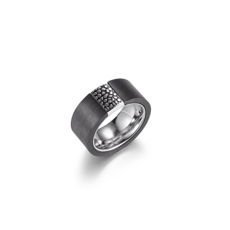 Reptile Texture Matt Black Carbon Ring