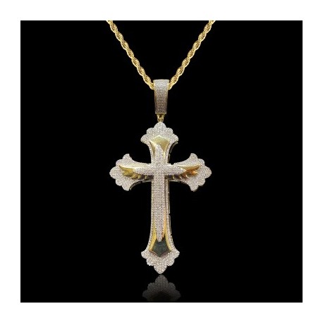 Iced Out Wings Cross Pendant