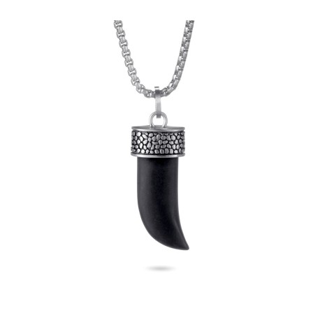 Black Onyx Wolf Fang Reptile Texture Pendant