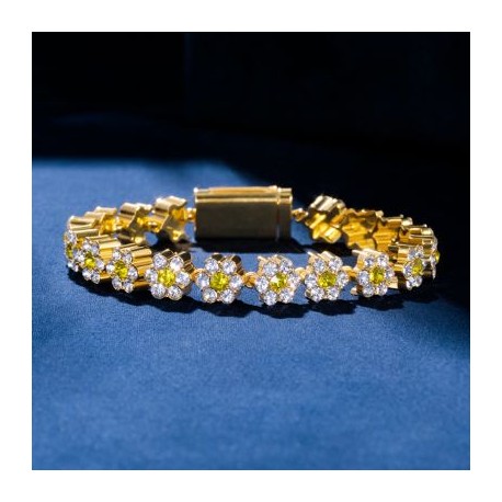 Iced 10mm Yellow Stone Flower Bracelet