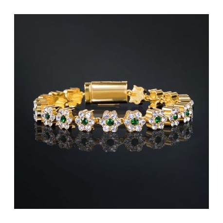 Iced 10mm Green Stone Flower Bracelet