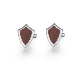 Wood Inlay Shield Cufflinks