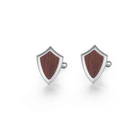 Wood Inlay Shield Cufflinks