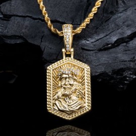 Iced Jesus Head Dog Tag Pendant