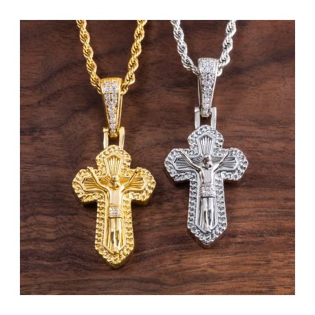 Ice Crucifix Cross Pendant