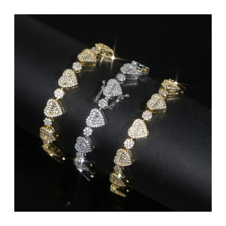 Round and Baguette Heart Shaped Bracelet