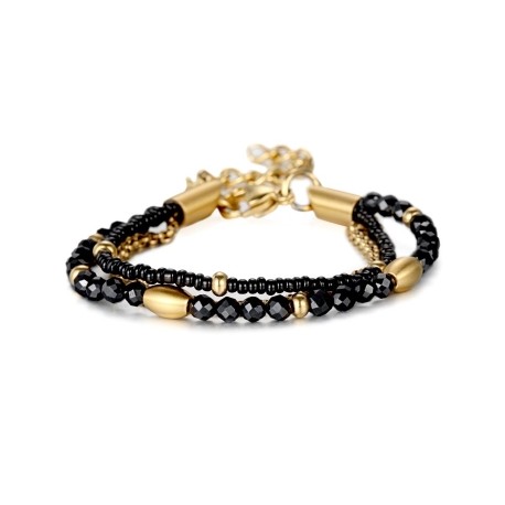 Double Layered Black Crystal Beads Bracelet