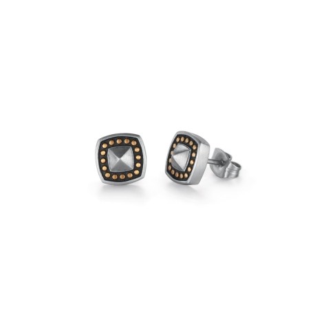 Golden Dots Pyramid Stud Earrings in White Gold